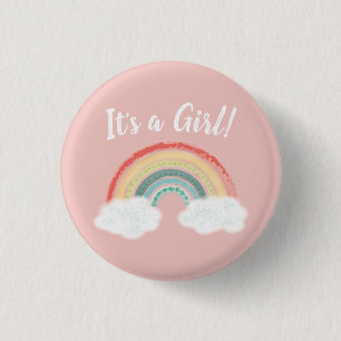Badge Rond 2,50 Cm Boho Rainbow Baby shower rose