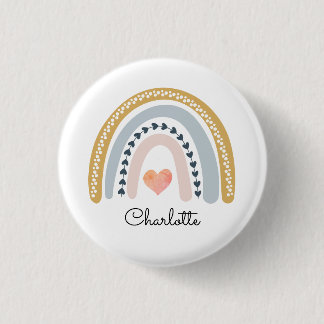 Badge Rond 2,50 Cm Boho Watercolor Rainbow Kid's Personnalisé