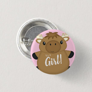 Badge Rond 2,50 Cm Bois du Baby shower de l'orignal
