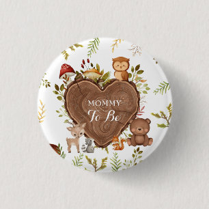 Badge Rond 2,50 Cm Bois rustique Animaux Baby shower maman pour être