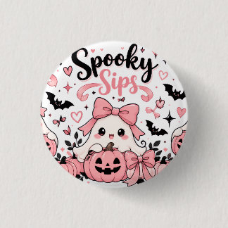 Badge Rond 2,50 Cm Boissons Effrayantes Coquette Rose Halloween Fantô