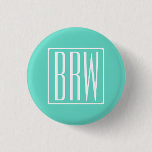 Badge Rond 2,50 Cm Bold Modern   White on aqua