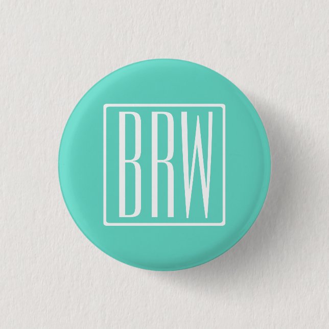 Badge Rond 2,50 Cm Bold Modern | White on aqua (Devant)