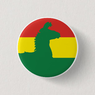 Badge Rond 2,50 Cm Bolivie Drapeau animal national Llama Alpaca Boliv