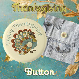 Badge Rond 2,50 Cm Bon thanksgiving jolie Turquie colorée