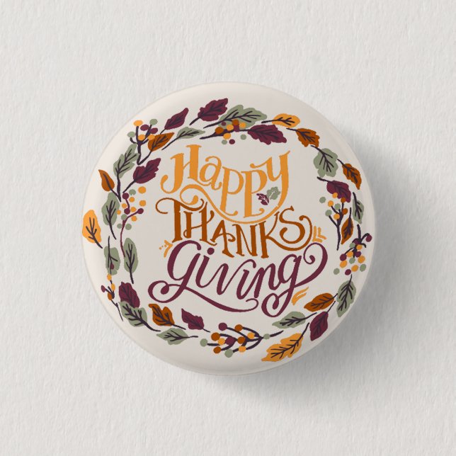Badge Rond 2,50 Cm Bon thanksgiving simple mou Citrouille automne (Devant)