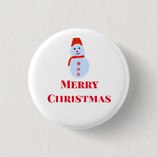 Badge Rond 2,50 Cm Bonhomme de neige bleu Noël joyeux Noël ajouter no