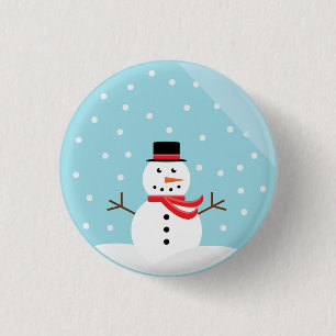 Badge Rond 2,50 Cm Bonhomme de neige dans un bouton de globe de neige