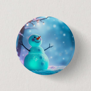Badge Rond 2,50 Cm Bonhomme de neige dans un pays des merveilles hive