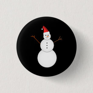 Badge Rond 2,50 Cm Bonhomme de neige de sourire utilisant un