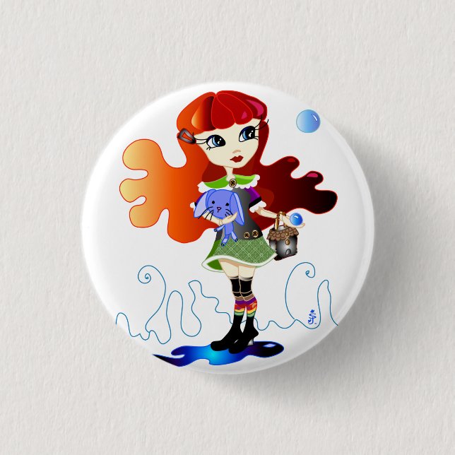 Badge Rond 2,50 Cm Bonjour chariots : Fira et Bluebunny (Devant)