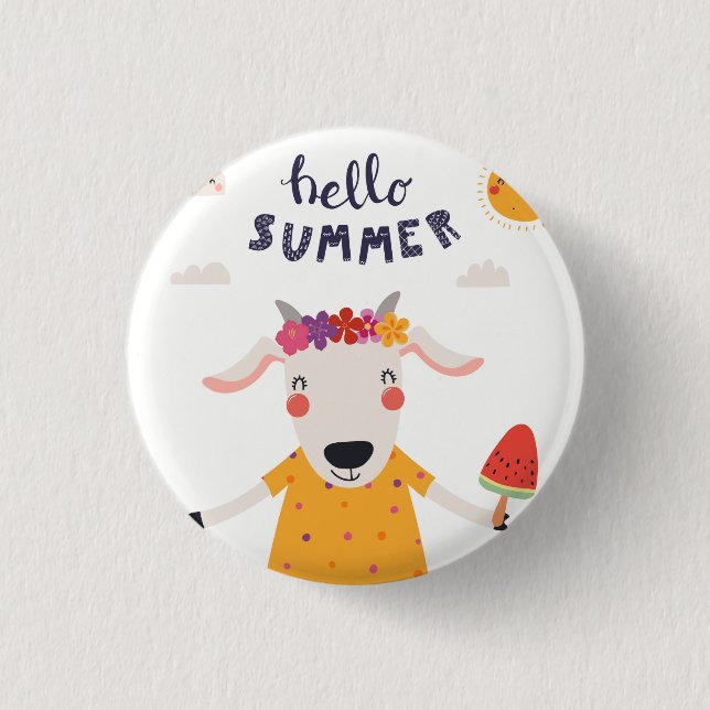 Badge Rond 2,50 Cm Bonjour Été (Devant)