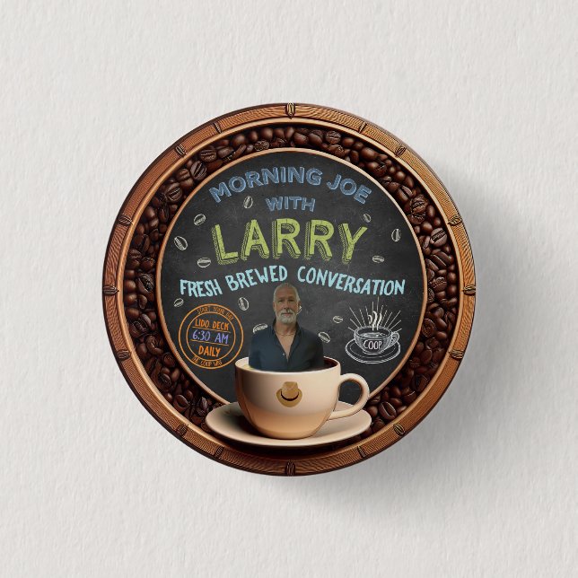 Badge Rond 2,50 Cm Bonjour Joe Avec Larry (Devant)