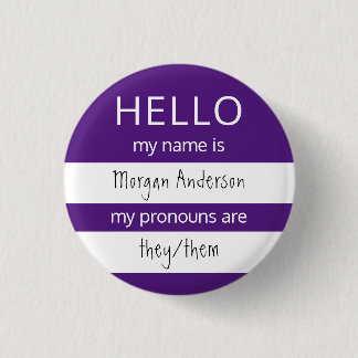 Badge Rond 2,50 Cm BONJOUR Nom et Insigne des pronouns
