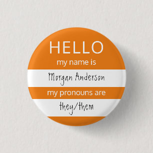 Badge Rond 2,50 Cm BONJOUR Nom et Insigne des pronouns