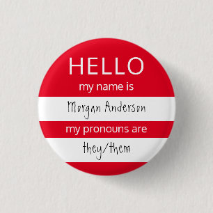 Badge Rond 2,50 Cm BONJOUR Nom et Insigne des pronouns