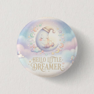 Badge Rond 2,50 Cm "Bonjour Petit Rêveur" Conception de Lune Pastel
