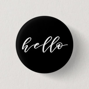 Badge Rond 2,50 Cm Bonjour simple dans Belle Calligraphie Script Butt