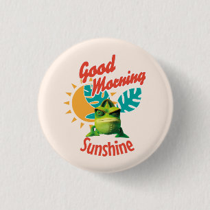 Badge Rond 2,50 Cm Bonjour Soleil Lézard Drôle
