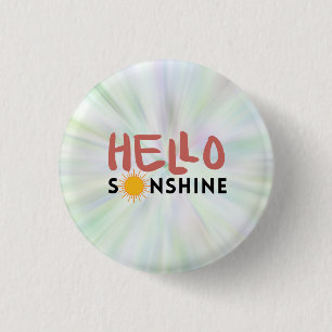Badge Rond 2,50 Cm Bonjour Sonshine, Sun Rays, Vues d'été