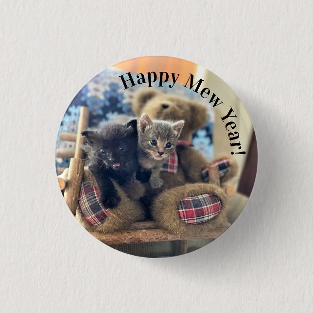 Badge Rond 2,50 Cm Bonne année - Bouton de chat (Devant)