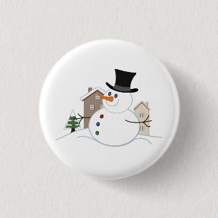 Badge Rond 2,50 Cm Bonne illustration de Noël Snowman