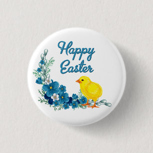 Badge Rond 2,50 Cm Bonne Pâques avec un bébé poussin