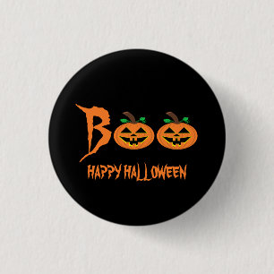 Badge Rond 2,50 Cm BOO ! Bouton Citrouille d'Halloween