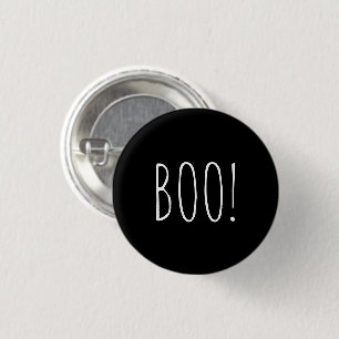 Badge Rond 2,50 Cm Boo noir typographie éffrayante minimaliste Hallow