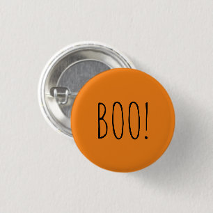 Badge Rond 2,50 Cm Boo orange noir éffrayant typographie fun Hallowee