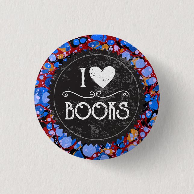 Badge Rond 2,50 Cm Book Club "I Love Books" (Devant)