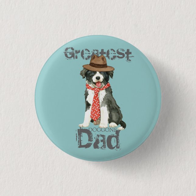 Badge Rond 2,50 Cm Bordure Collie Papa (Devant)