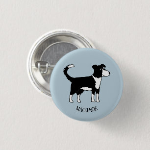 Badge Rond 2,50 Cm Bordure mignonne galloise Collie Sheepdog Nom pers