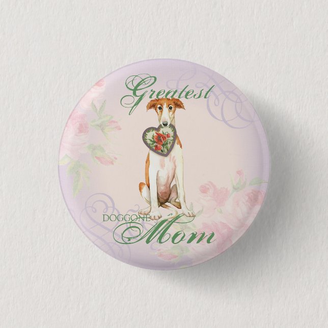 Badge Rond 2,50 Cm Borzoi Heart Maman (Devant)