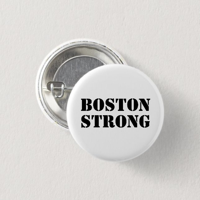 Badge Rond 2,50 Cm "Boston Strong" noir blanc (Devant & derrière)