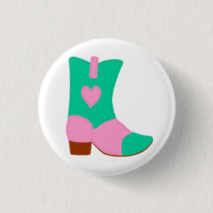 Badge Rond 2,50 Cm Botte de cow-girl avec la conception de coeur
