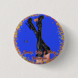 Badge Rond 2,50 Cm Bottes de sorcière de Halloween Glam Texte personn