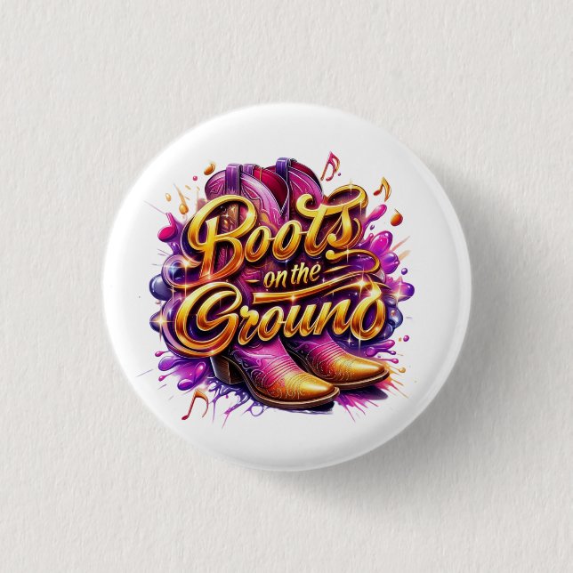 Badge Rond 2,50 Cm Bottes sur le sol : Bottes d'aquarelle (Devant)