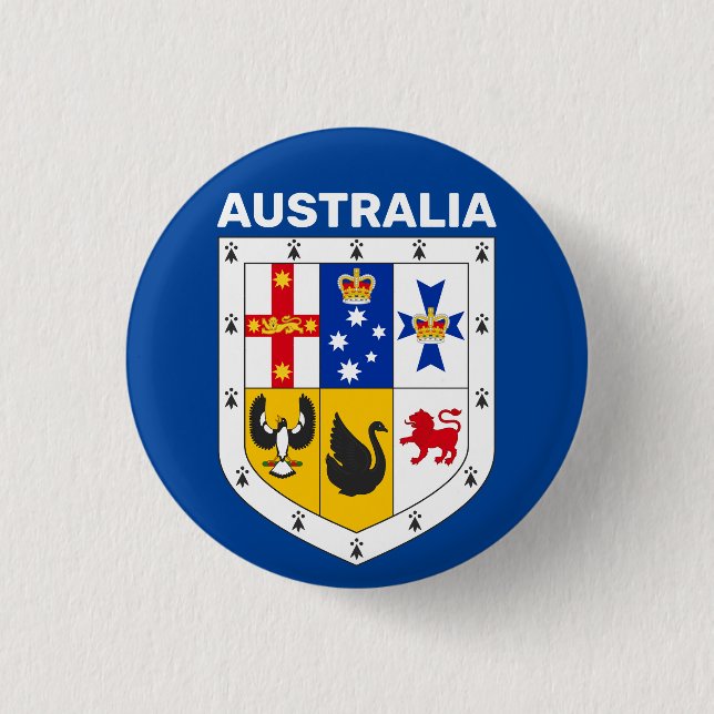 Badge Rond 2,50 Cm Bouclier des armes d'Australie (Devant)