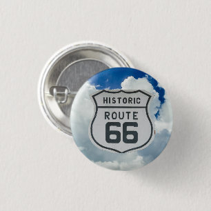 Badge Rond 2,50 Cm Bouclier historique Route 66, Bouton Arrière - pla