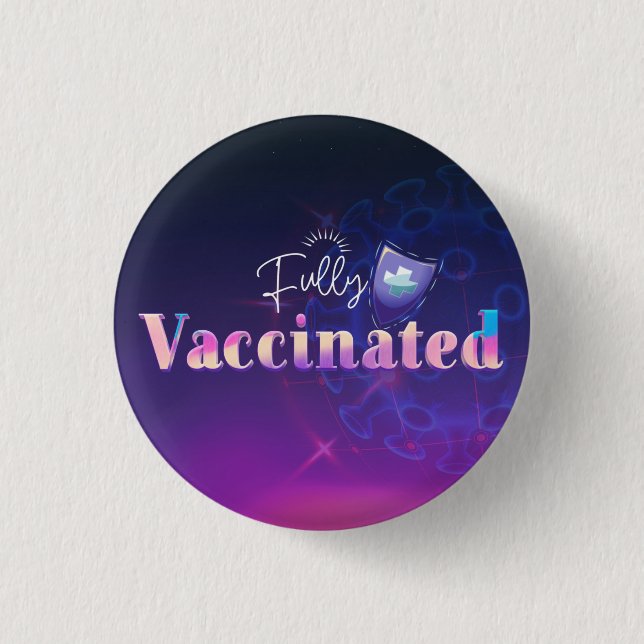 Badge Rond 2,50 Cm Bouclier holographique entièrement vacciné (Devant)