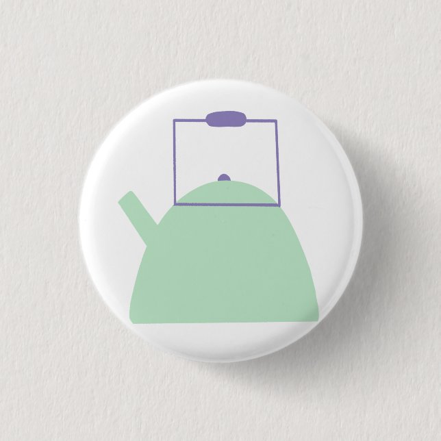 Badge Rond 2,50 Cm Bouilloire à thé vert clair (Devant)