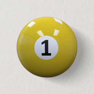 Badge Rond 2,50 Cm Boule de piscine de billard de no. 1 de jaune