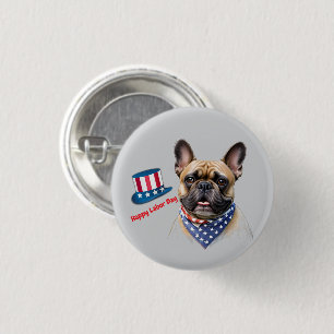Badge Rond 2,50 Cm Bouledogue français Fête du Travail French Bulldog