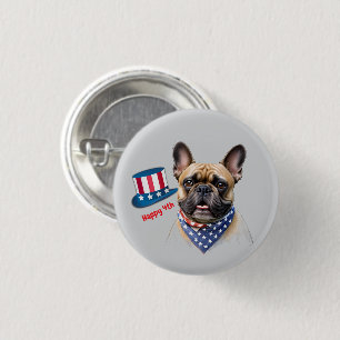 Badge Rond 2,50 Cm Bouledogue français Happy 4 juillet French Bulldog