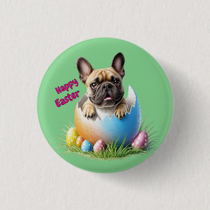Badge Rond 2,50 Cm Bouledogue français oeuf de Pâques French Bulldog