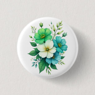 Badge Rond 2,50 Cm Bouquet de fleurs blanches bleues-57453