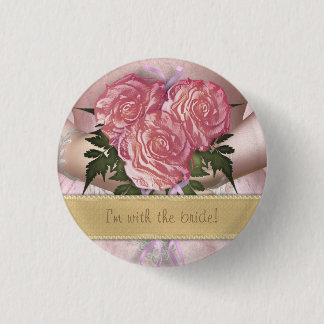 Badge Rond 2,50 Cm Bouquet de mariées (rose) Mariage personnalisé