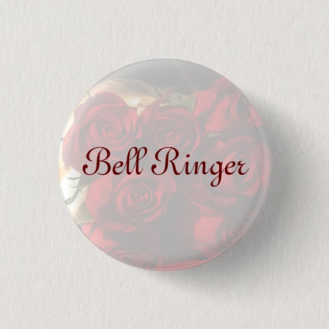 Badge Rond 2,50 Cm Bouquet de rose rouge "de sonnerie de Bell" - (1) (Devant)