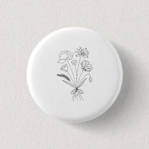 Badge Rond 2,50 Cm Bouquet noir et blanc, fleurs, floral